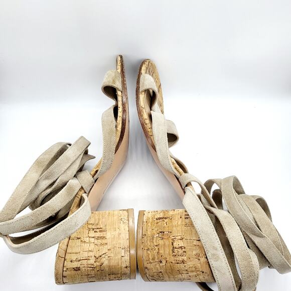 Gianvito Rossi Janis Beige Suede Wrap-Around Sandals Women's Size 7 (US) 37.5 - Picture 4 of 10